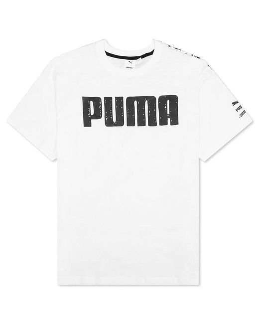 PUMA White X Joshua Vides Logo Printed Crewneck T-Shirt for men