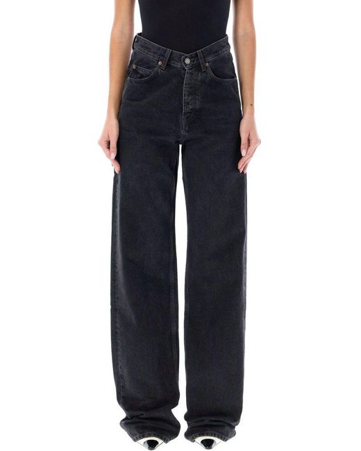 Saint Laurent Blue V-waist Long baggy Jeans In 90's Black Denim