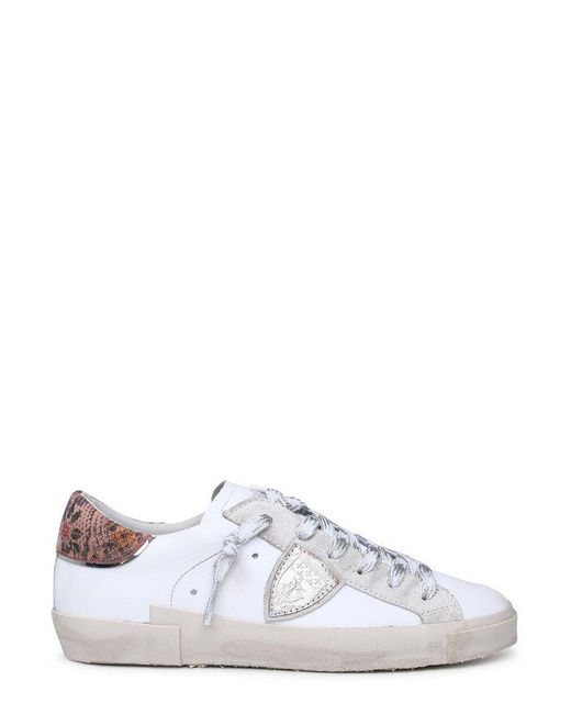 Philippe Model White Round Toe Lace-up Sneakers