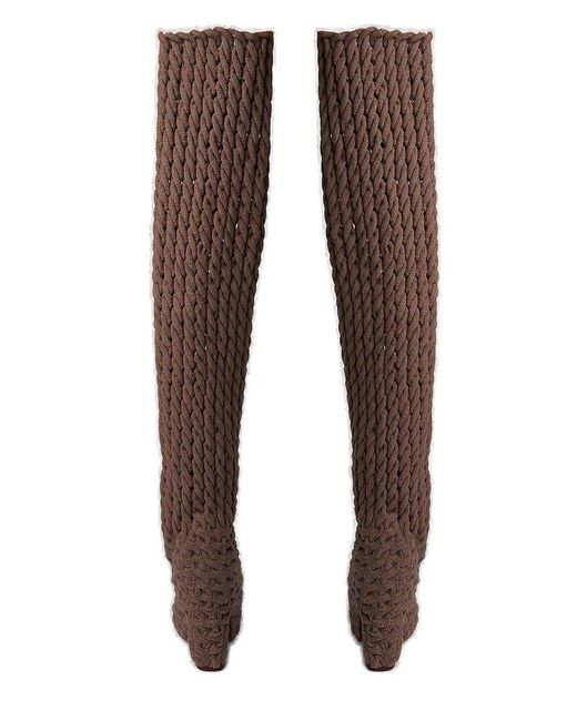 Isa Boulder Brown Minicable Heeled Weave Boots