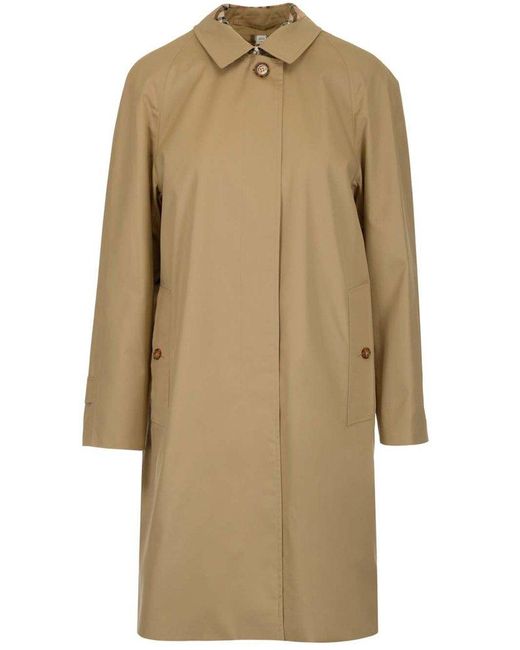 Burberry Cotton Collarless Trench Coat in Beige Natural Womens Clothing Coats Raincoats and trench coats 