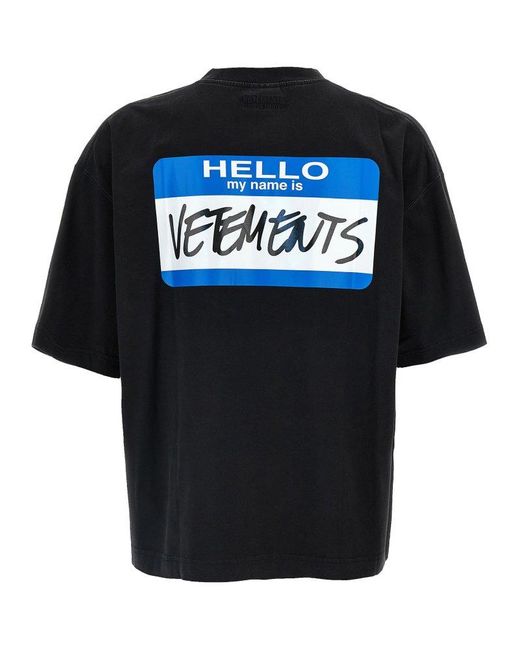VETEMENTS My Name Sticker ロゴ コットン Tシャツ 人気 Vetements 'My Name Sticker' T-Shirt in Black for Men | Lyst