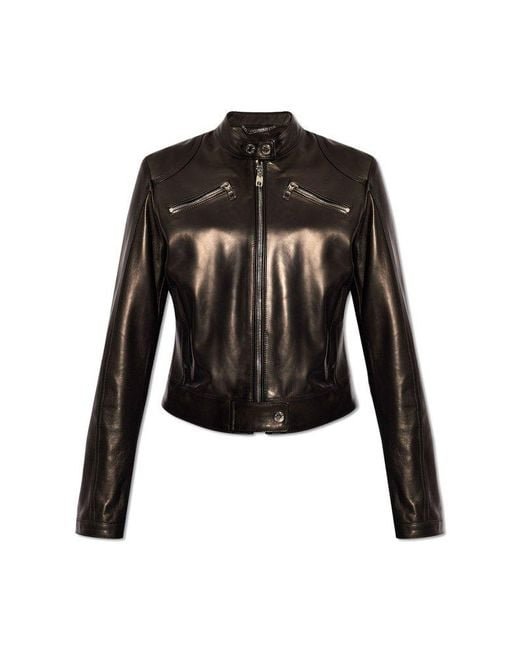 Dolce & Gabbana Black Leather Biker Jacket