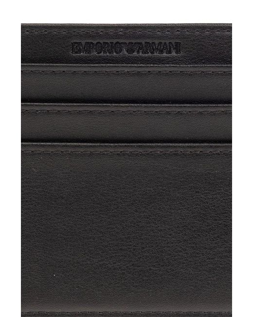 Emporio Armani Black Card Holder With Logo, for men