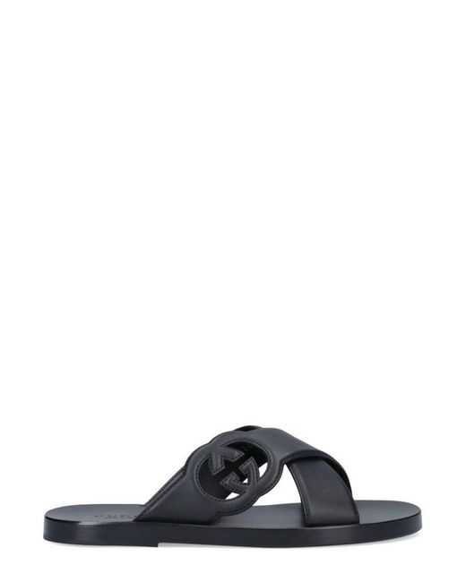 Gucci Black Interlocking G Slide Sandal for men