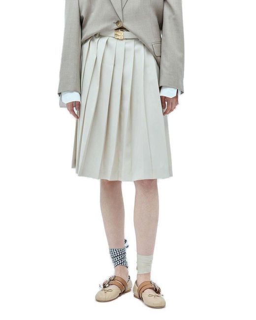 Miu Miu Natural Pleated Batavia Skirt