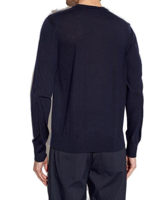 Versace Blue Sweater With Logo for men