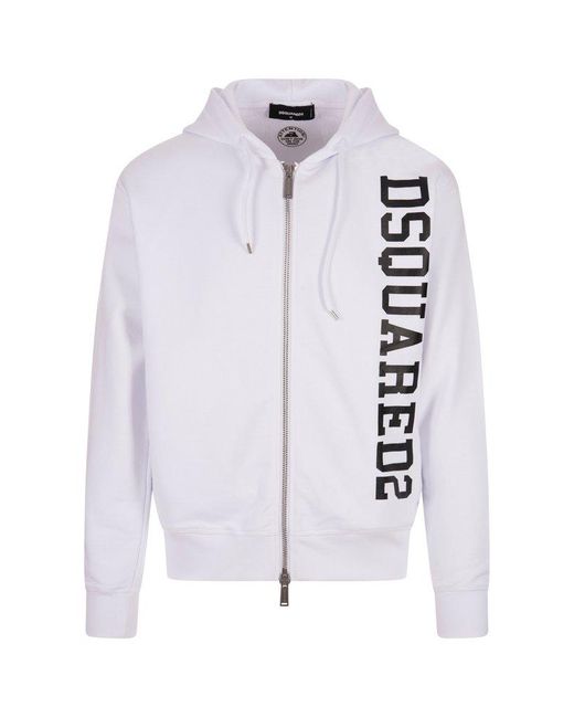 DSquared² White Cool Fit Zip Hoodie for men