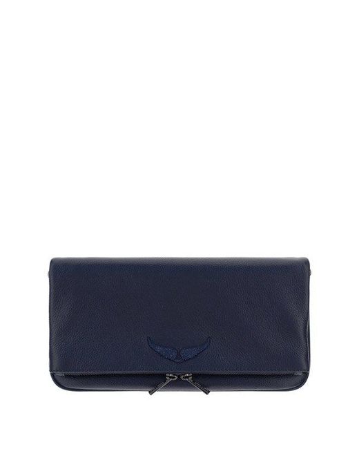 Zadig & Voltaire Logoplaque Clutch Bag in Blue Lyst