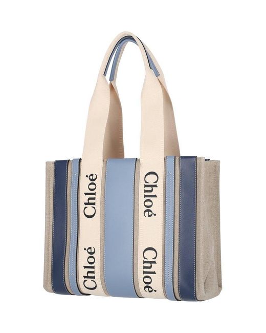 Chloé Blue 'woody Medium' Shopper Bag,