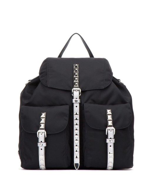 Prada Black Stud-detailed Backpack