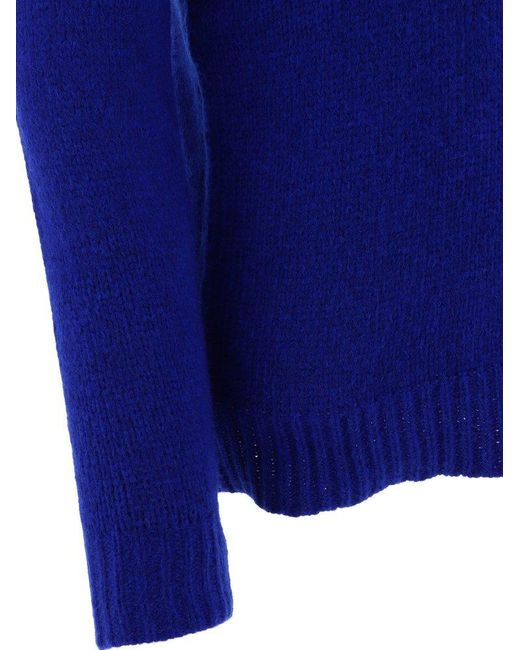 Roberto Collina Blue Ribbed Knit Sweater for men