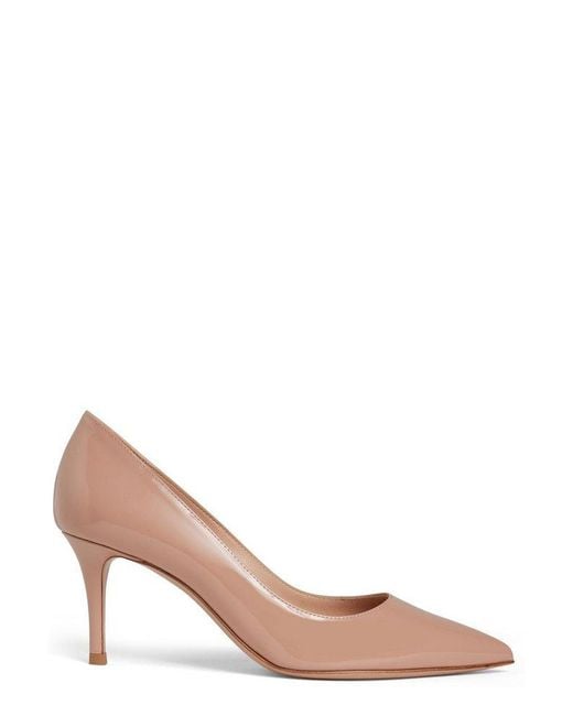 Gianvito Rossi Pink Pointed-toe Slip-on Pumps