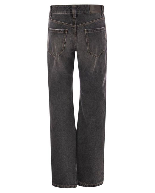 Brunello Cucinelli Gray Authentic Denim Trousers With Shiny Tab