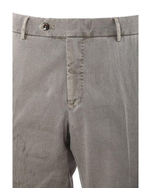 PT Torino Gray Pressed-crease Elastic Waist Trousers for men