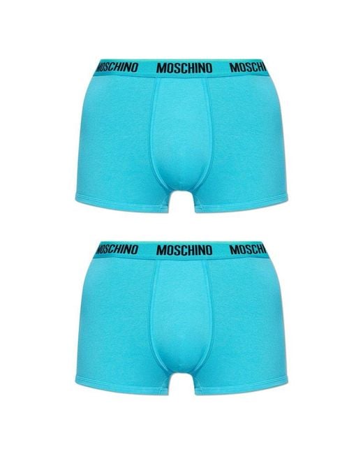 Moschino Blue Branded Boxers Two-pack, for men