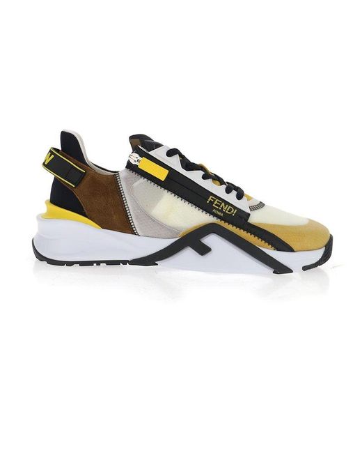 Fendi Multicolor Mix-media Zip Runner Sneakers for men