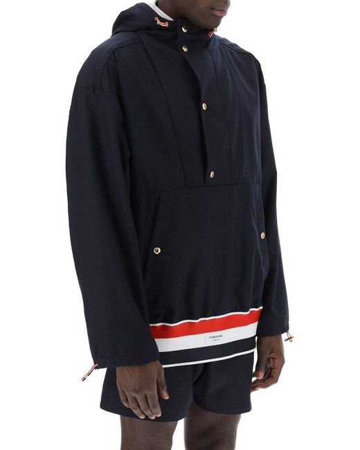 Thom Browne Blue "Lightweight Wool Anorak With Tr for men