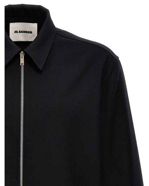 Jil Sander Blue Zip-up Straight Hem Shirt Jacket for men