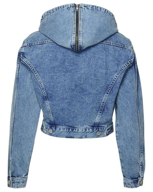 Moschino Blue Jeans Drawstring Hooded Denim Jacket