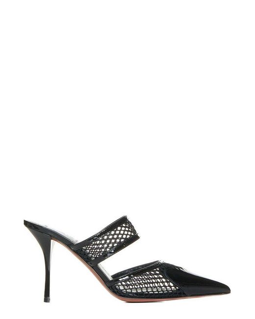 Alaïa Black Alaïa La Coeur 90 Mesh And Patent Leather Mules