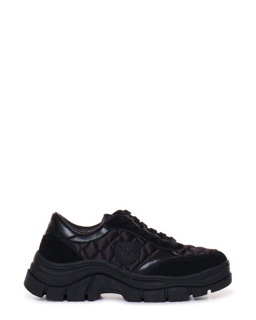 Pinko Black Memphis Sneakers In Quilted Fabric With Logo
