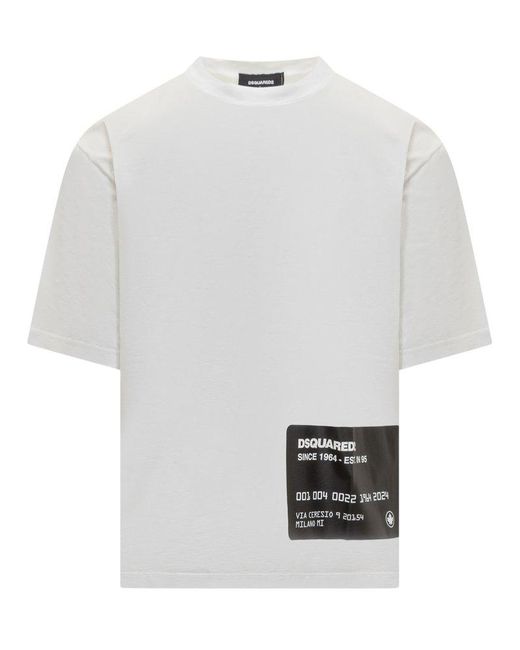 DSquared² White T-shirt With Printed Pattern for men
