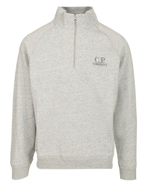 C P Company Gray Half Zip Pullover Sweater for men
