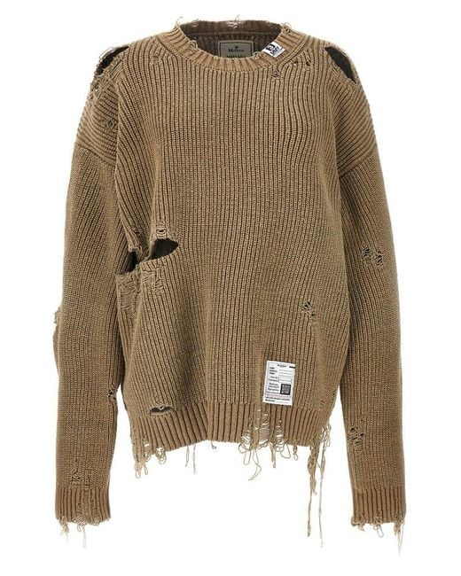 Maison Mihara Yasuhiro Green Destroyed Sweater for men