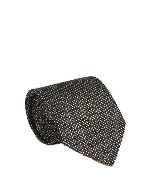 Zegna Gray Jacquard Pointed Tip Tie for men