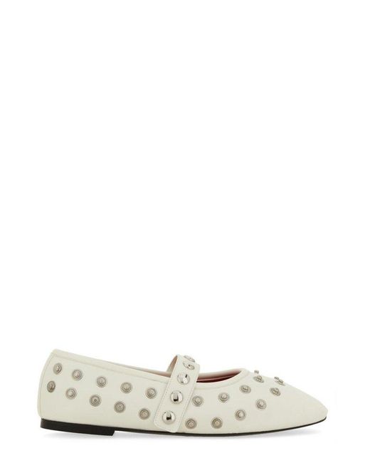 Stella McCartney White Ryder Popper-Studded Ballet Flats