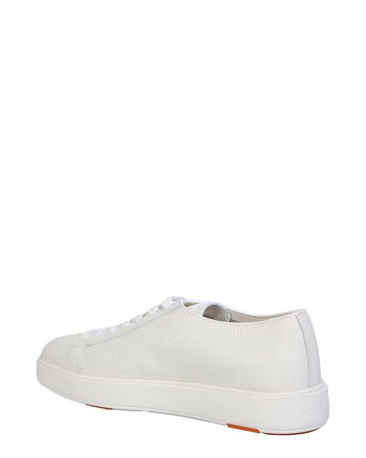 Santoni White Round-Toe Lace-Up Sneakers for men