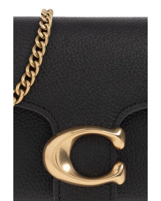 COACH Leather Logo Chained Clutch Bag. in Black | Lyst