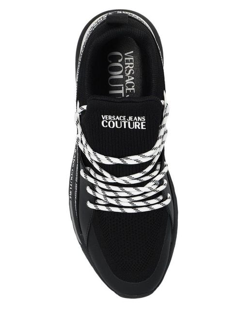 Versace Black Dynamic Panelled Lace-up Sneakers for men