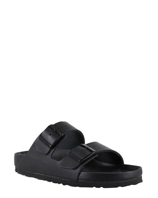 Birkenstock Black Arizona Logo Engraved Double Buckled Sandals