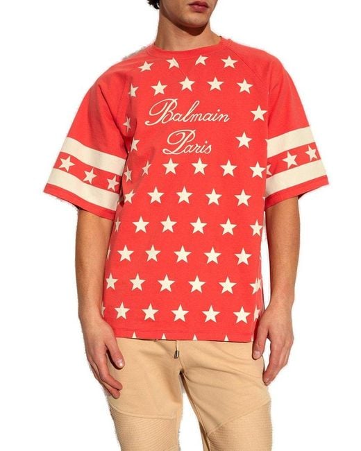 Balmain Red Oversize T-shirt, for men