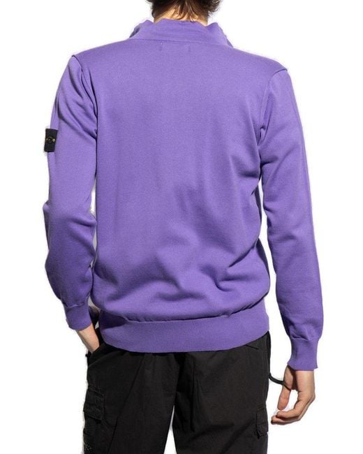 Stone Island Purple Sweatshirt With Logo, for men