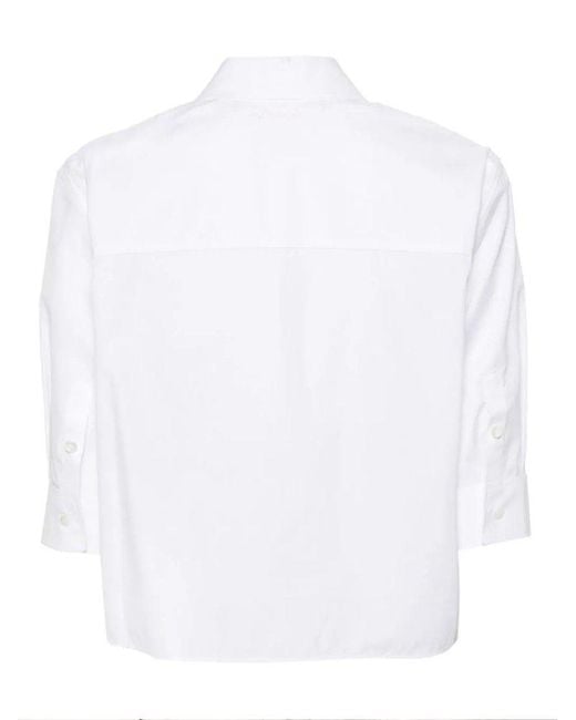 Marni White Logo-Embroidered Poplin Shirt