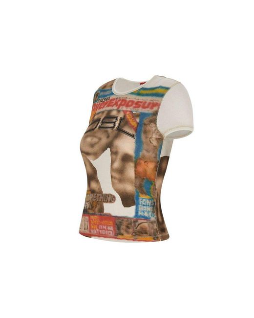 DIESEL Multicolor T-ele-long Airbrush Printed Ribbed T-shirt