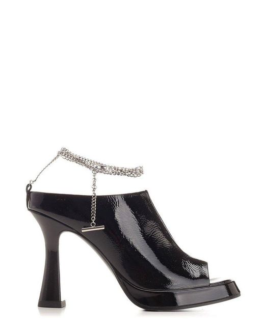 Alexander McQueen Black Ankle Chain Strap Sandals
