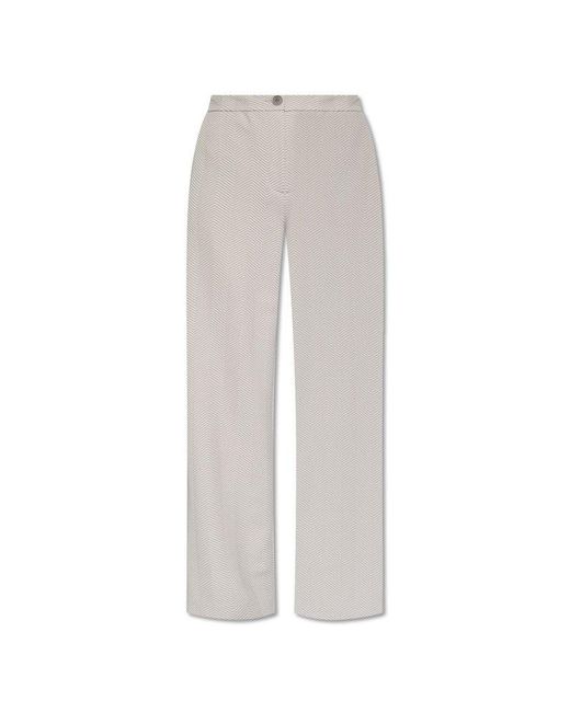 Emporio Armani White Herringbone Trousers,