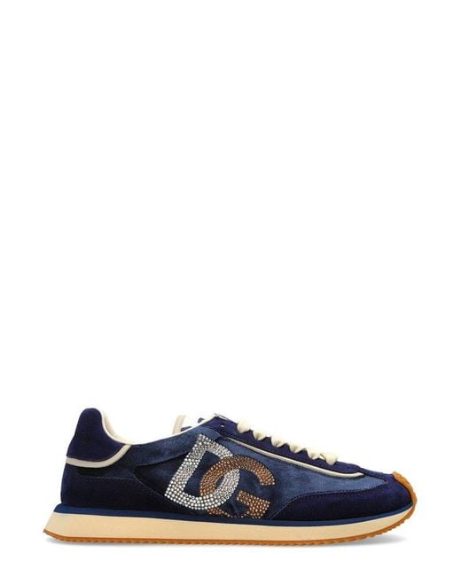 Dolce & Gabbana Blue Mixed-Material Dg Cushion Sneakers