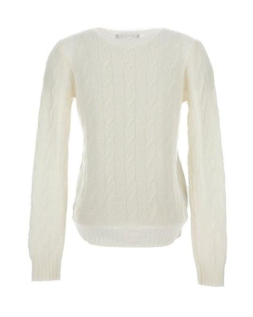 Ralph Lauren White Collection Cable-Knit Crewneck Jumper