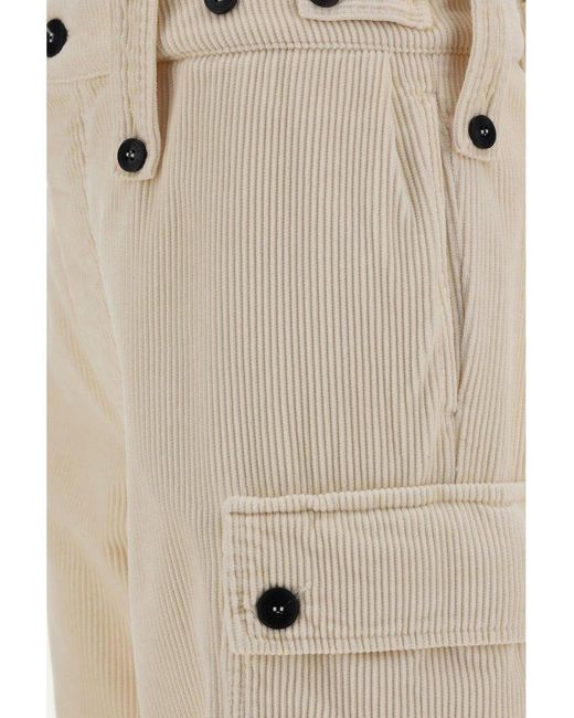 Fortela Taperedleg Corduroy Cargo Trousers in Natural Lyst