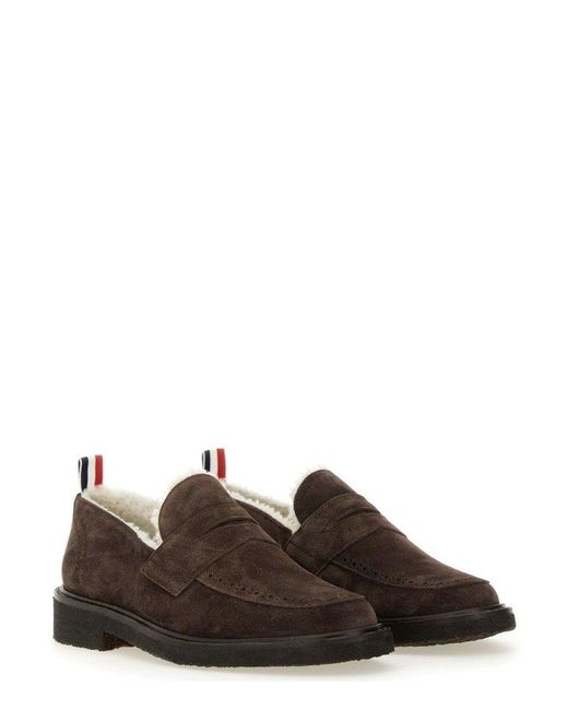 Thom Browne Brown Shearling-Lining Penny Loafers for men