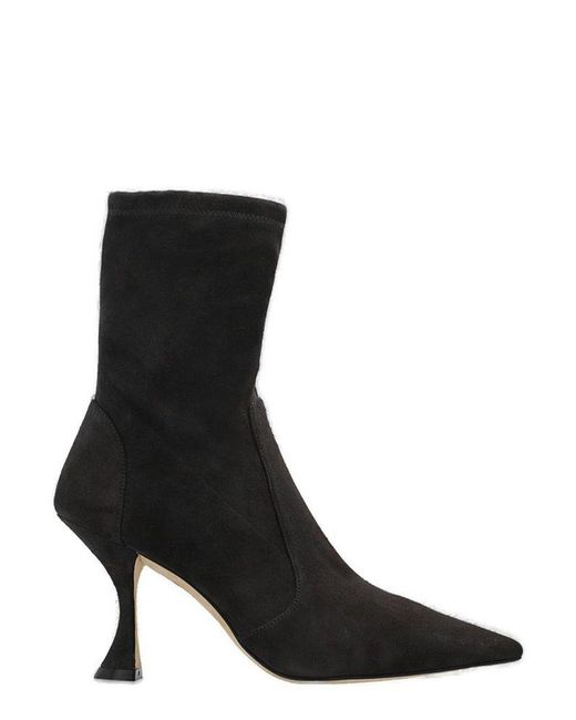 Stuart Weitzman Xcurve Heeled Ankle Boots in Black | Lyst