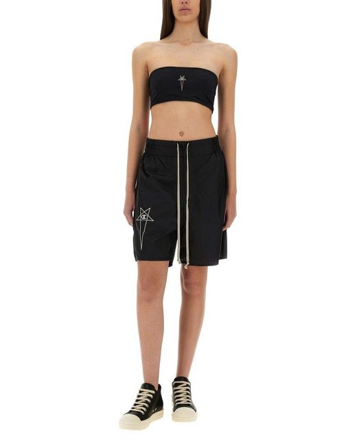 Rick Owens Black X Champion Logo Embroidered Bermuda Shorts