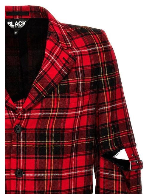 COMME DES GARÇON BLACK Red Check Single-breasted Blazer