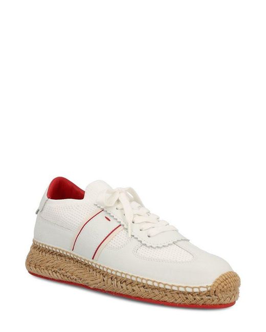Christian Louboutin White Round Toe Lace-up Sneakers for men