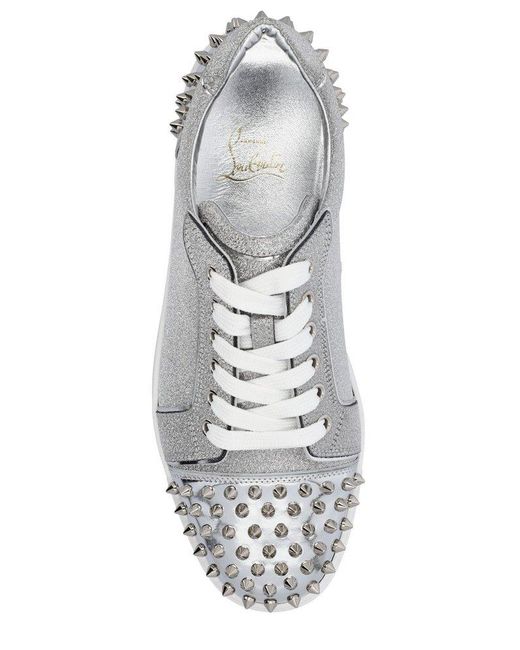 Christian Louboutin Vieira Metallic Spike Low-Top Sneakers